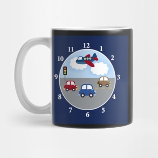 Transportation Airplane and Car Boys Room Wall Clock Mug